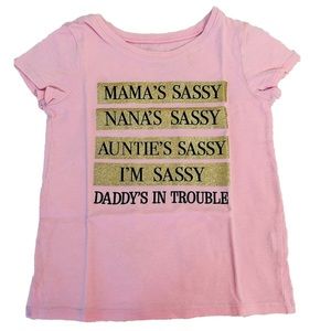The Children’s Place-Pink/Sequined Gold “Sassy”-Pull On Shirt-Girls 4T-Preowned